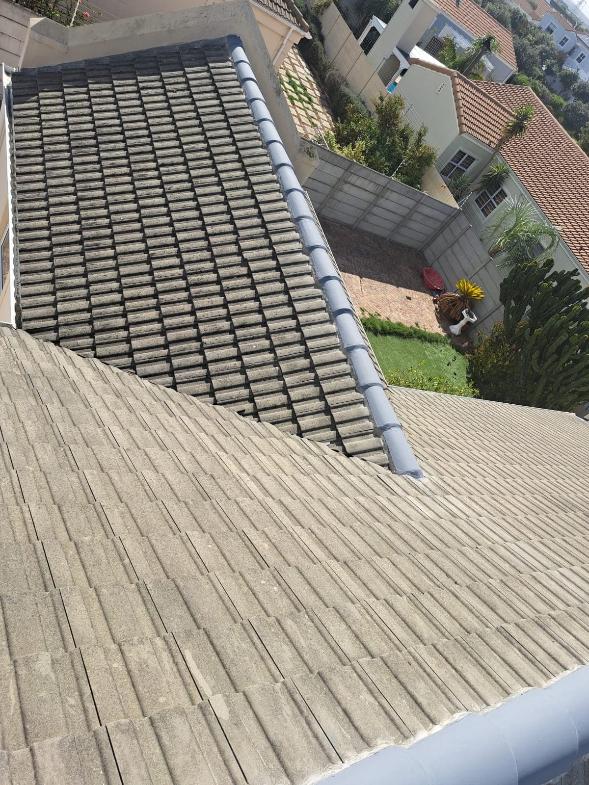 Finished tiled roof waterproofing from a wider angle